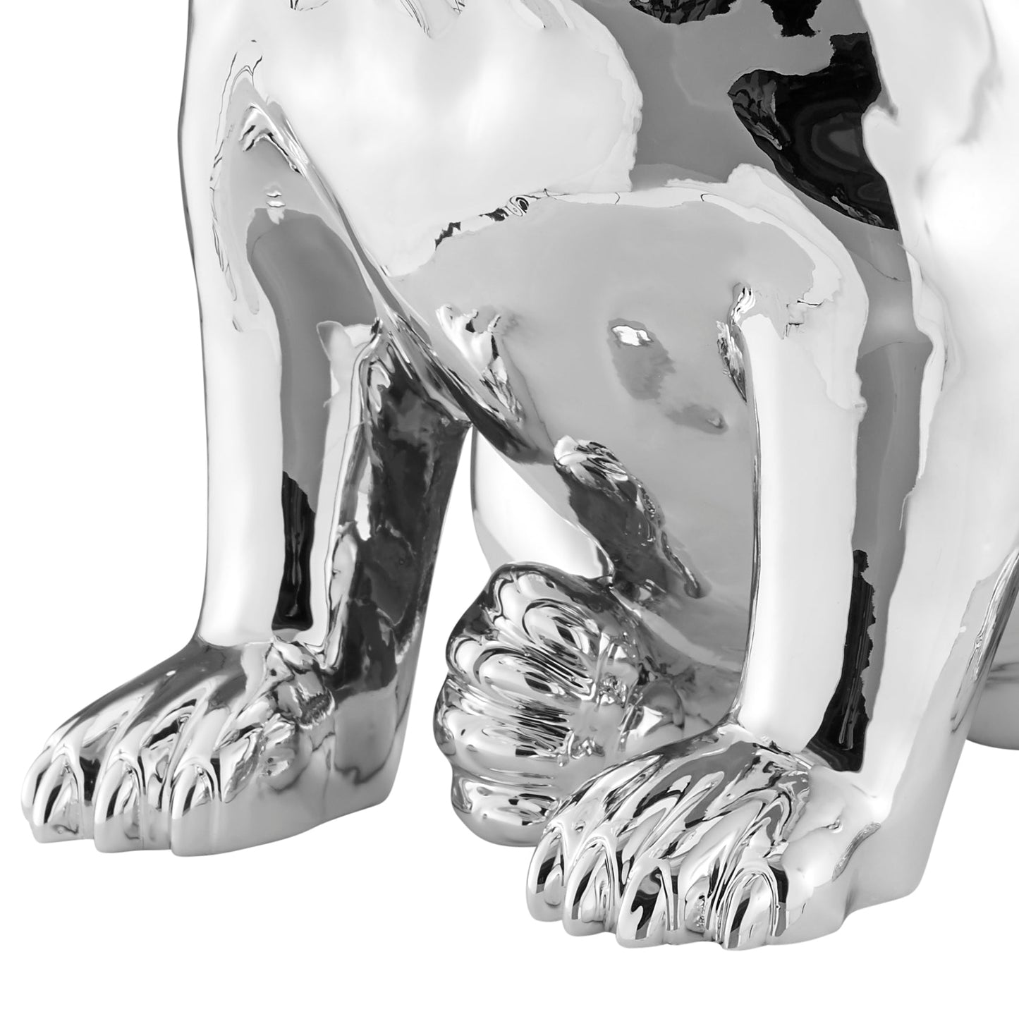 French Bulldog Sitting Sculpture Chrome & Black by Finesse Decor C-0909-CB