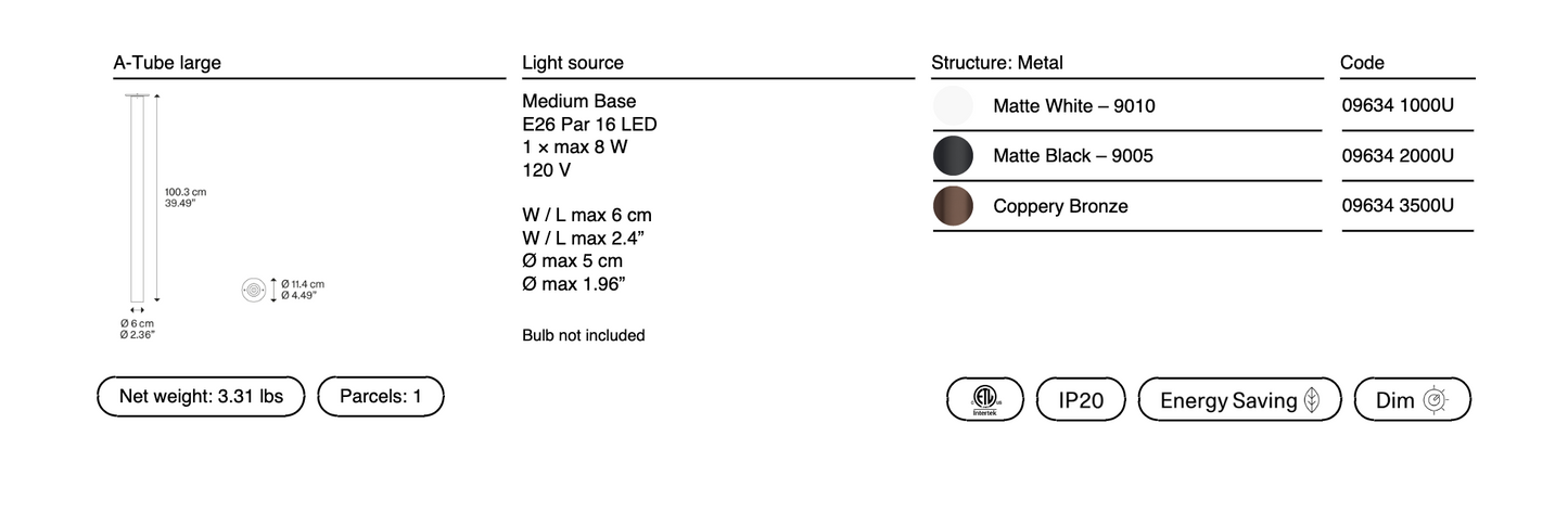 A Tube Ceiling Light Large by Lodes