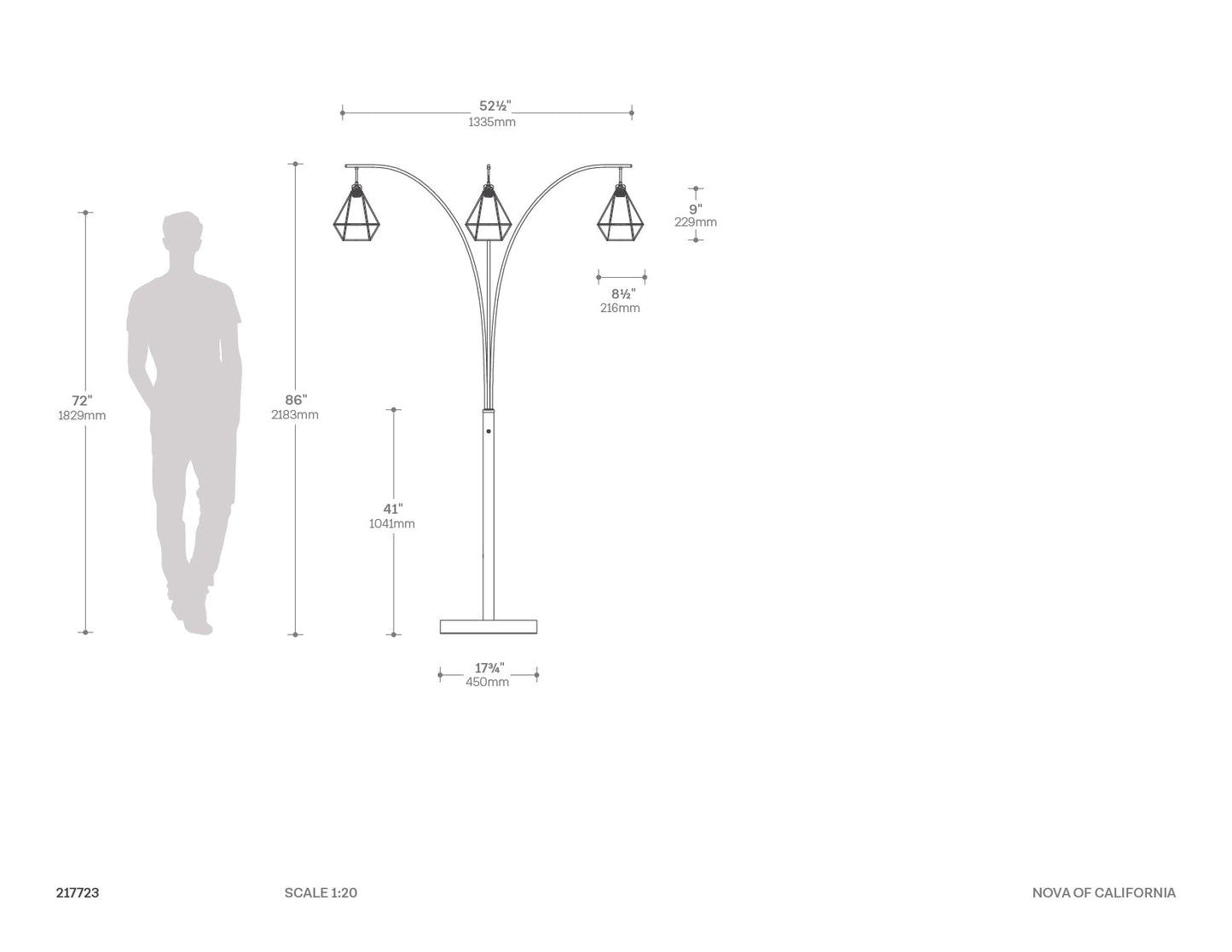 Trina Table Lamp 30 Pecan Wood Brushed Nickel 10392 by Nova California