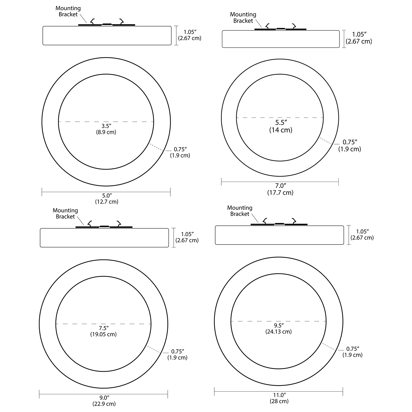 BlackJack Lighting A7 Disk Wall Light - Emergency Back Up