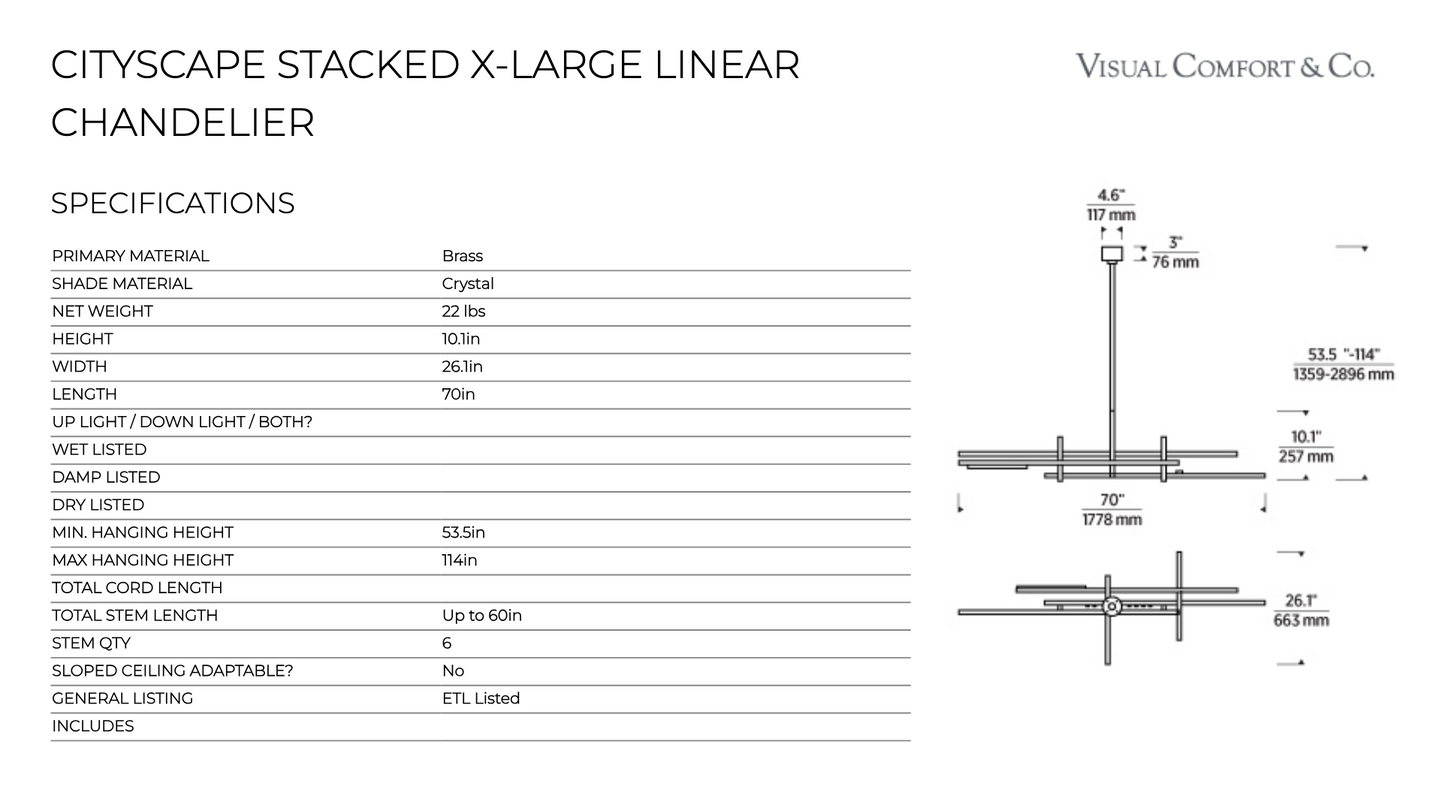 Cityscape Xl Linear LED Chandelier by Visual & Comfort & Co