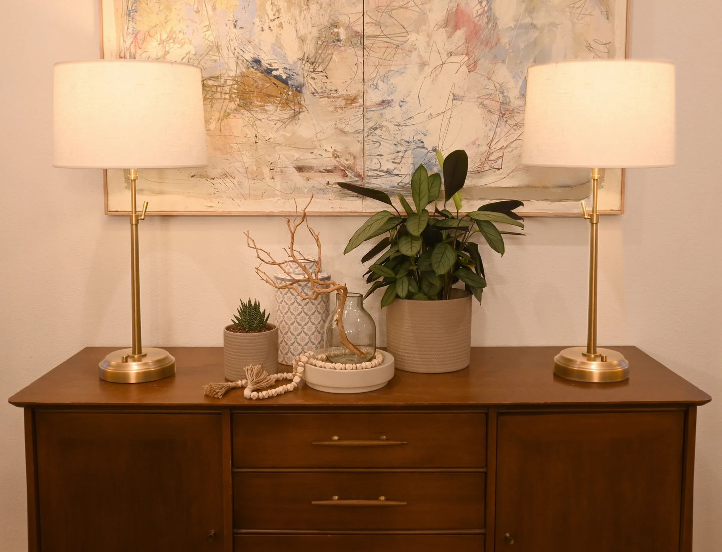 Alexis Cordless Table Lamp - Antique Brass with Linen Shade by Modern Lantern