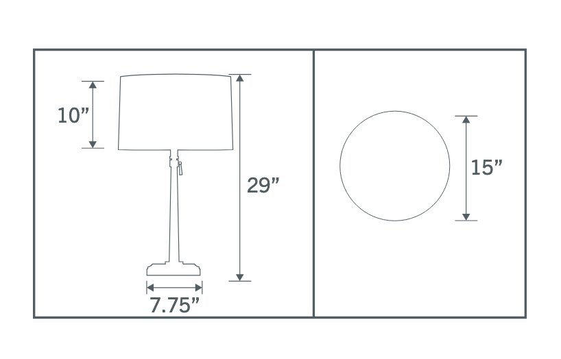 Alexis Cordless Table Lamp with Linen Shade on a nightstand line drawing
