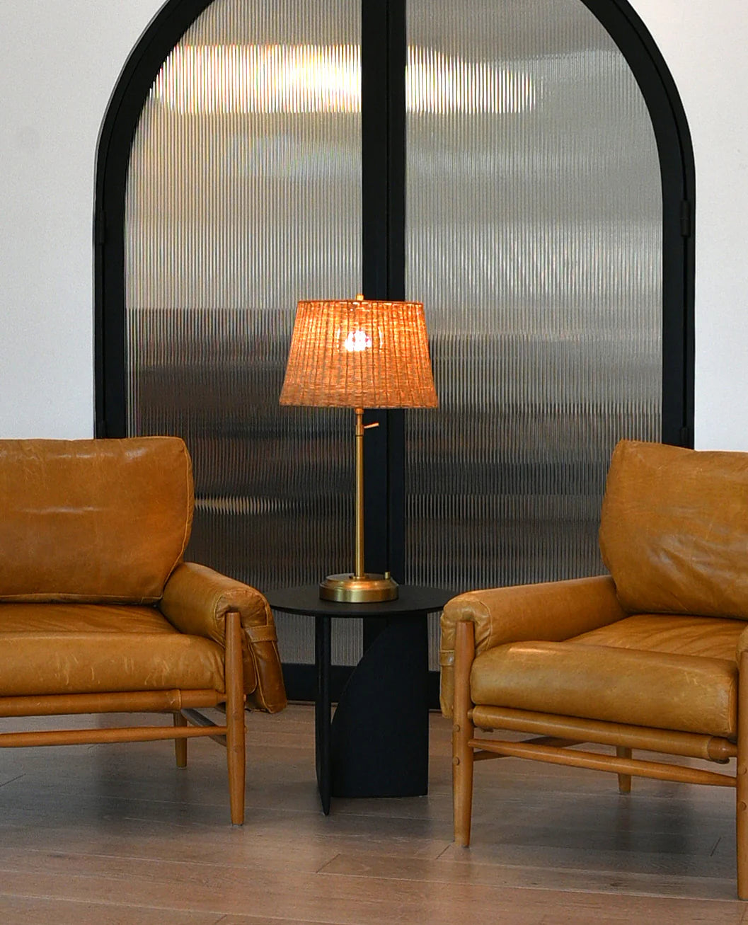 Alexis Cordless Table Lamp by Modern Lantern on a patio table