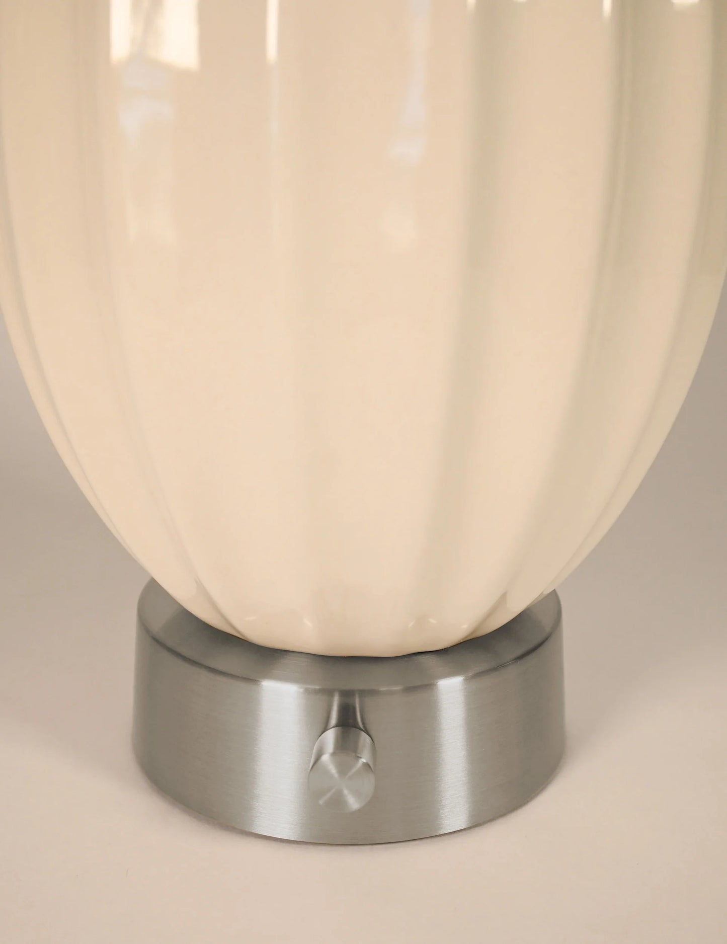 Nickel Mini Base Cordless Ava Ivory Ceramic Table Lamp for Modern Spaces