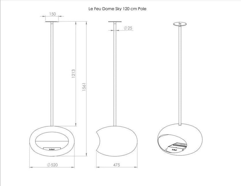 Dome Black Sky Fireplace by LE FEU