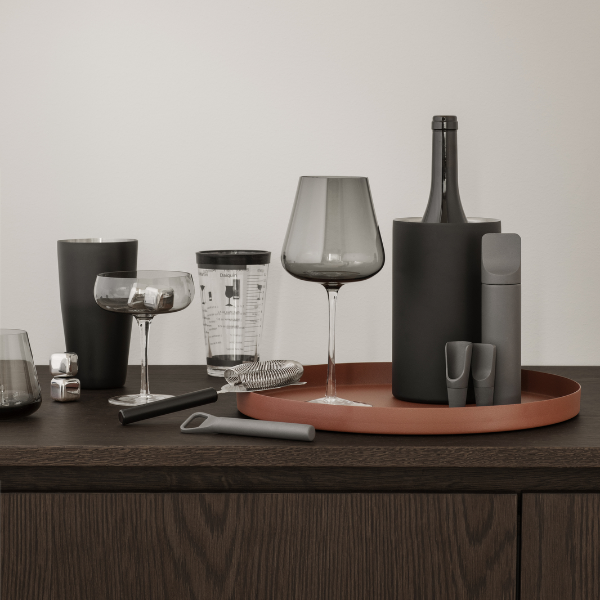 blomus ILO Drip-Free Wine Pourer, Moonbeam – ILO wine pourer in a styled setting (4)