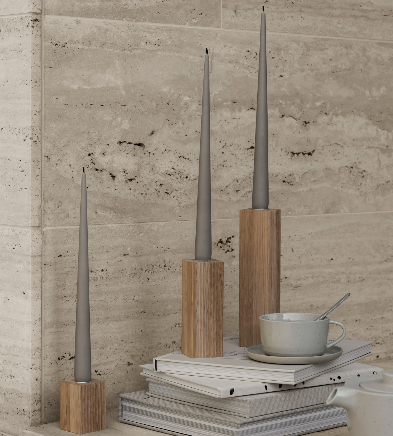 blomus Dreva Oak Candle Holder Set 3-Piece