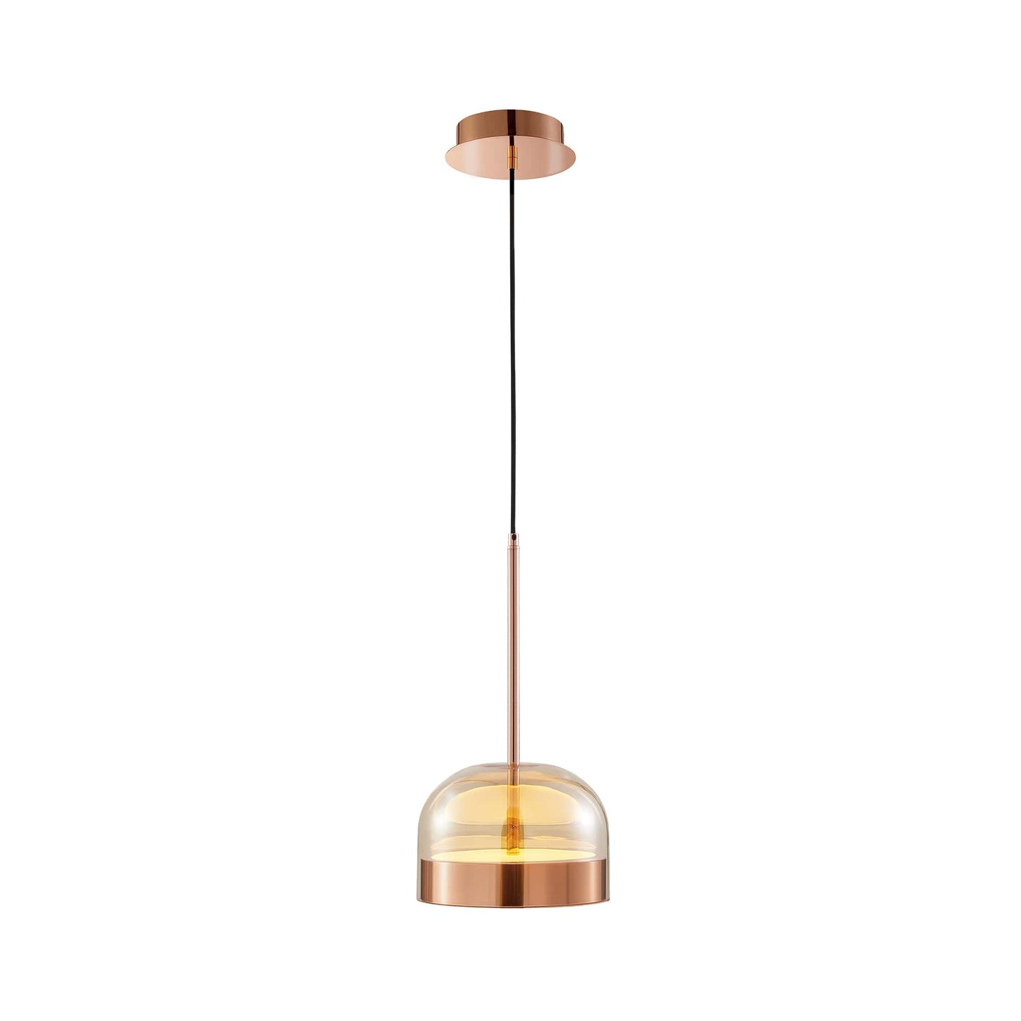Iron and Champagne Glass Pendant Rose Gold by Finesse Decor CH-DS25-1CG