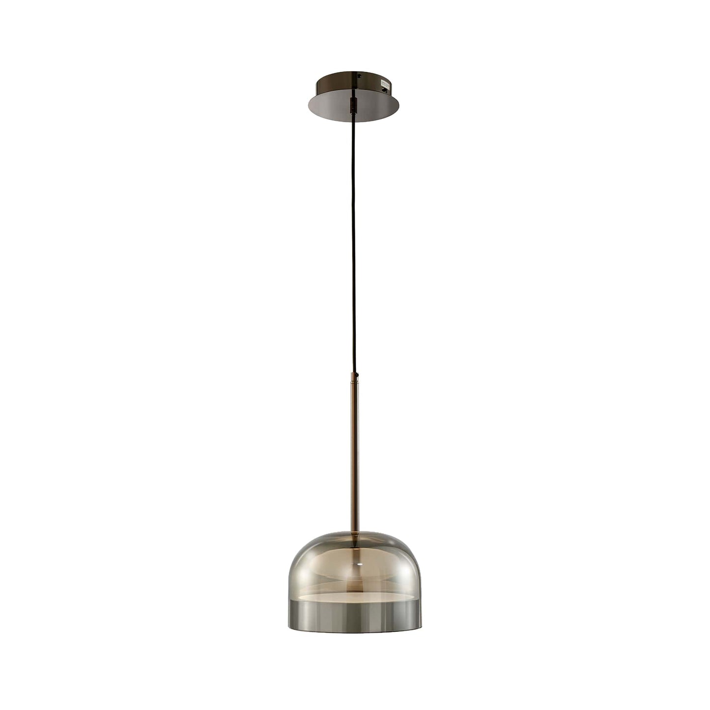 Iron and Smoky Glass Pendant Black by Finesse Decor CH-DS25-1SB