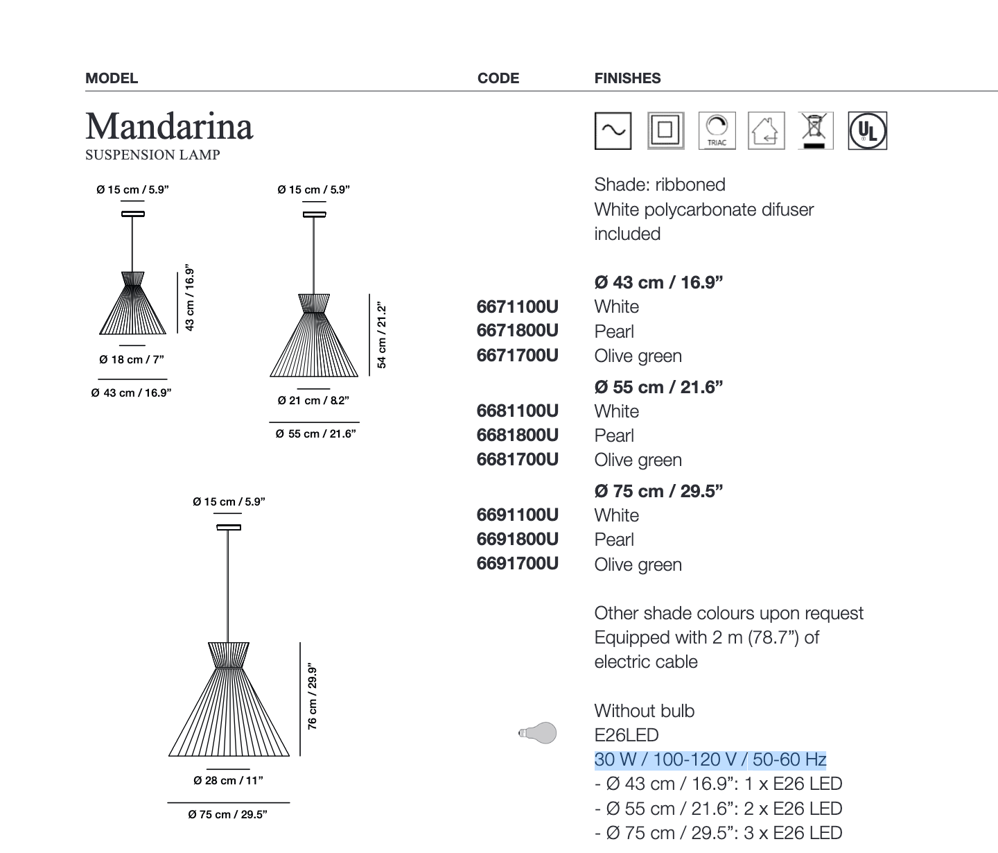 Carpyen Lighting Mandarina Pendant Light