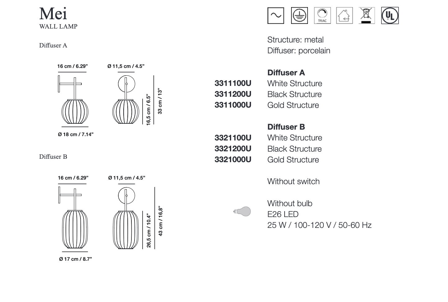 Carpyen Lighting Mei Wall Lamp