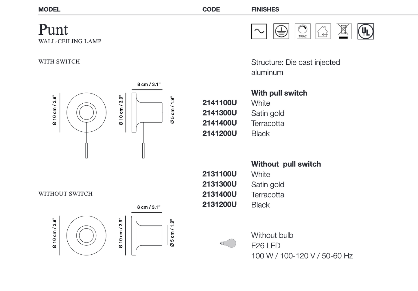 Carpyen Lighting Punt Wall Light