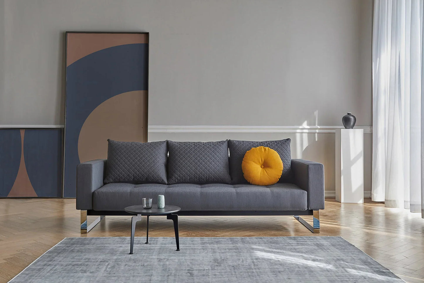 Cassius Quilt Sofa Bed Chrome Legs 95-748082004 Innovation Living USA