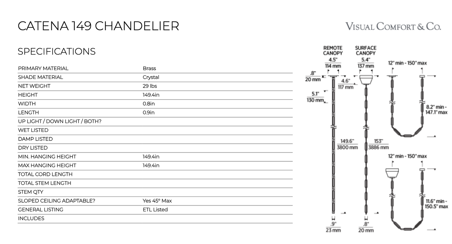Catena 149 Chandelier Sean Lavin by Visual & Comfort & Co
