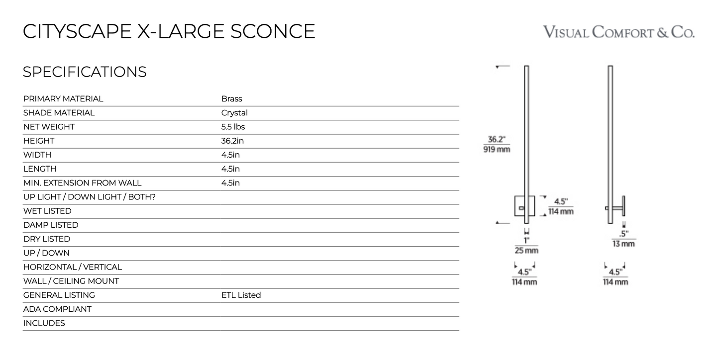 Geometric 36-inch Wall Sconce by Visual & Comfort & Co