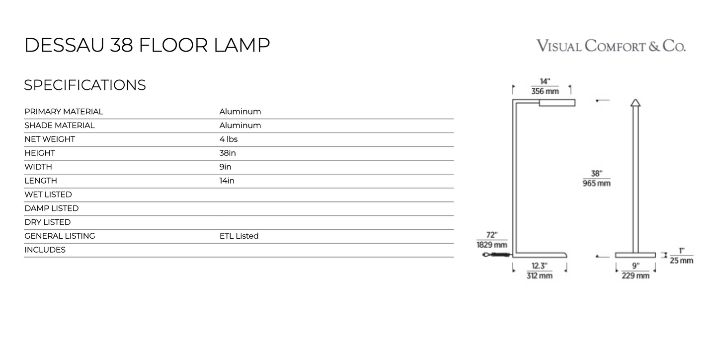 Dessau 38-inch Floor Lamp by Visual & Comfort & Co