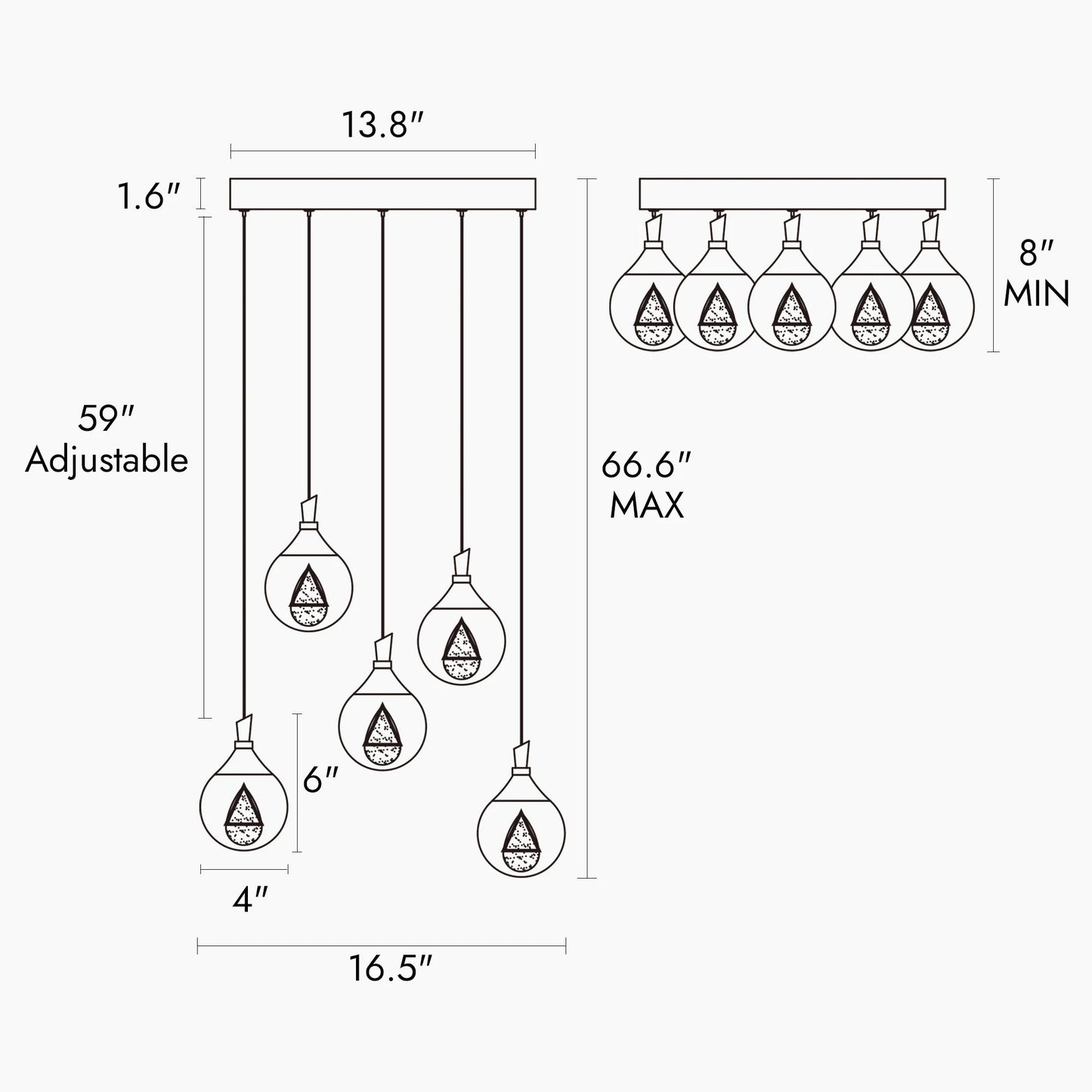 5 Light Orb Chandelier Brass Dsenlupor - LNC Home