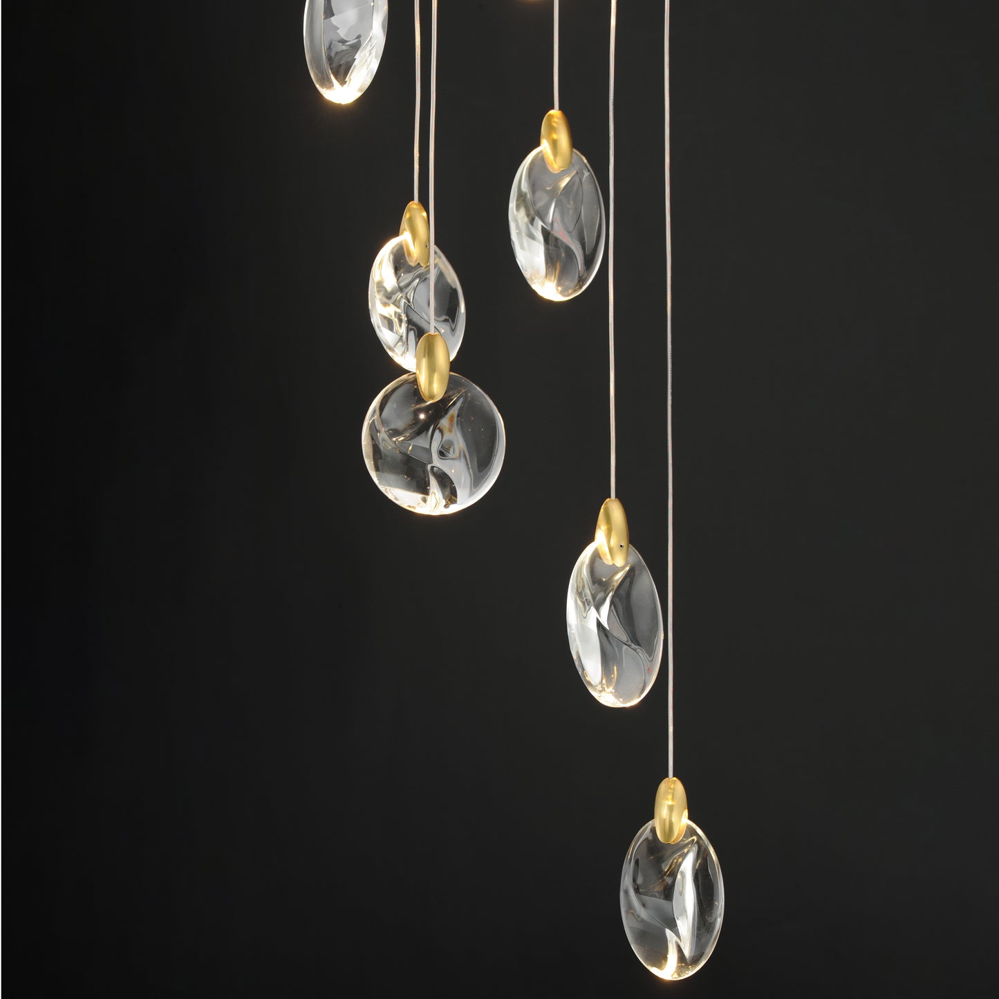 Pebble 12-Light LED Pendant Black/Polished Gold by ET2
