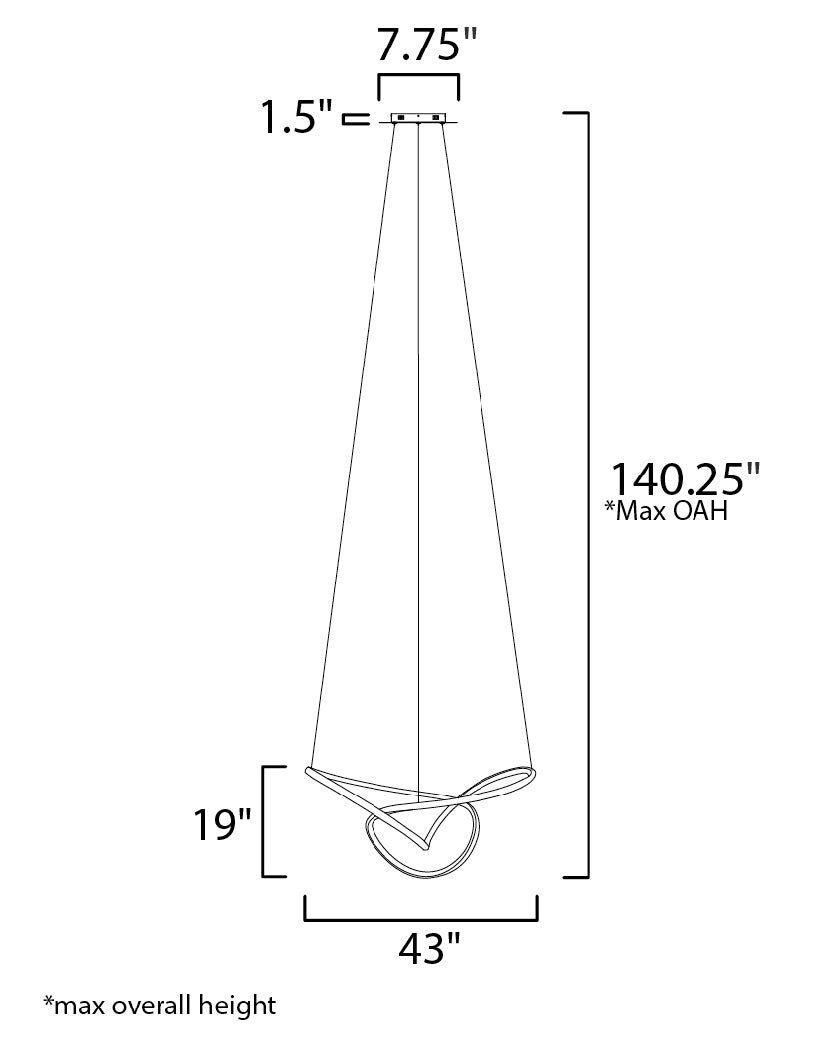 Perpetual 46" LED Pendant Black Chrome by ET2