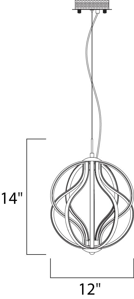 Aura 12" LED Pendant Black by ET2