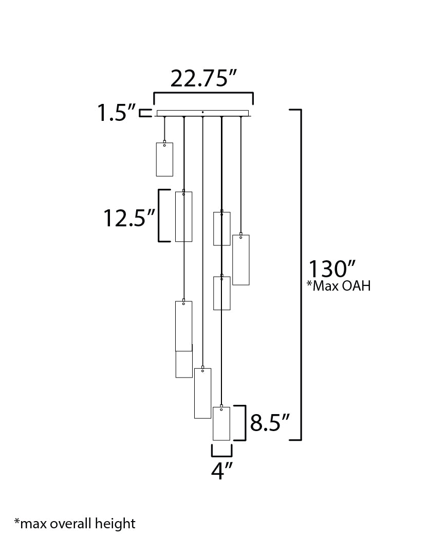 Highball Smoke 9-Light LED Pendant Gunmetal by ET2