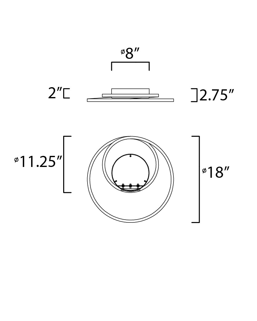 Cycle 18" LED Flush Mount Black by ET2