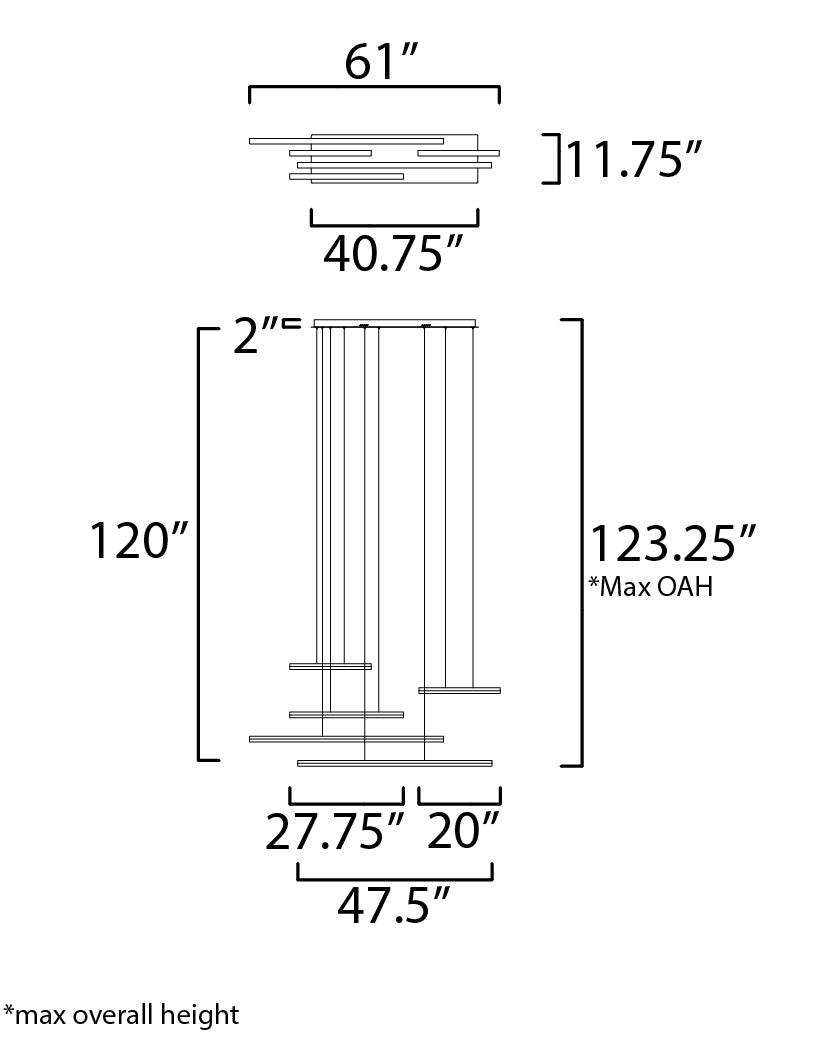 Hover 5-Light LED Pendant Black by ET2