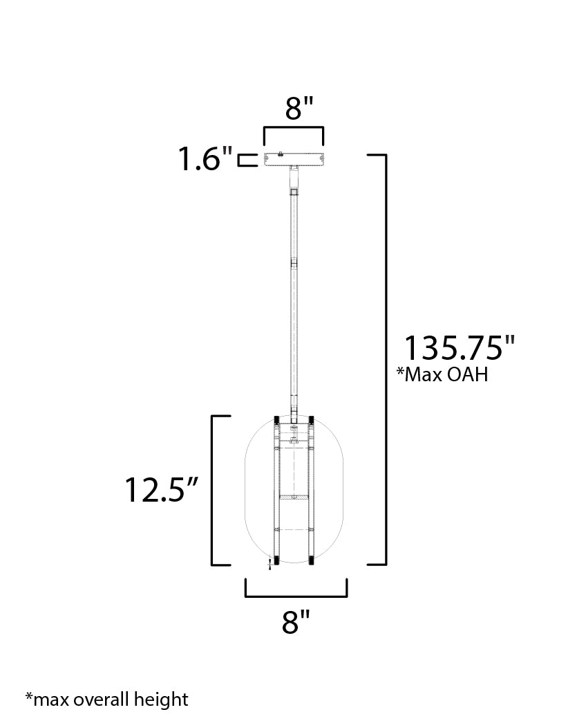 Interval LED Small Ellipse Pendant Black by ET2