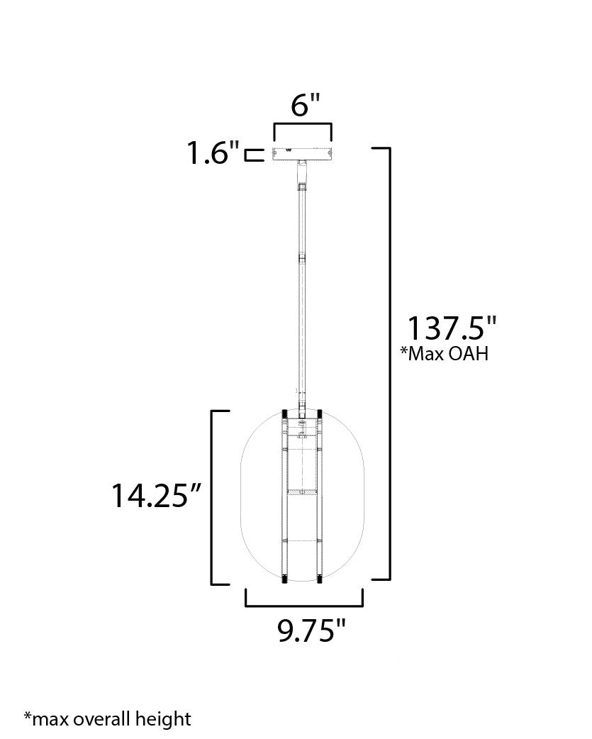 Interval LED Medium Ellipse Pendant Black by ET2
