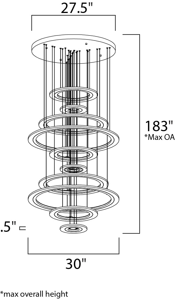 Saturn II 10-Light LED Pendant Matte Silver by ET2