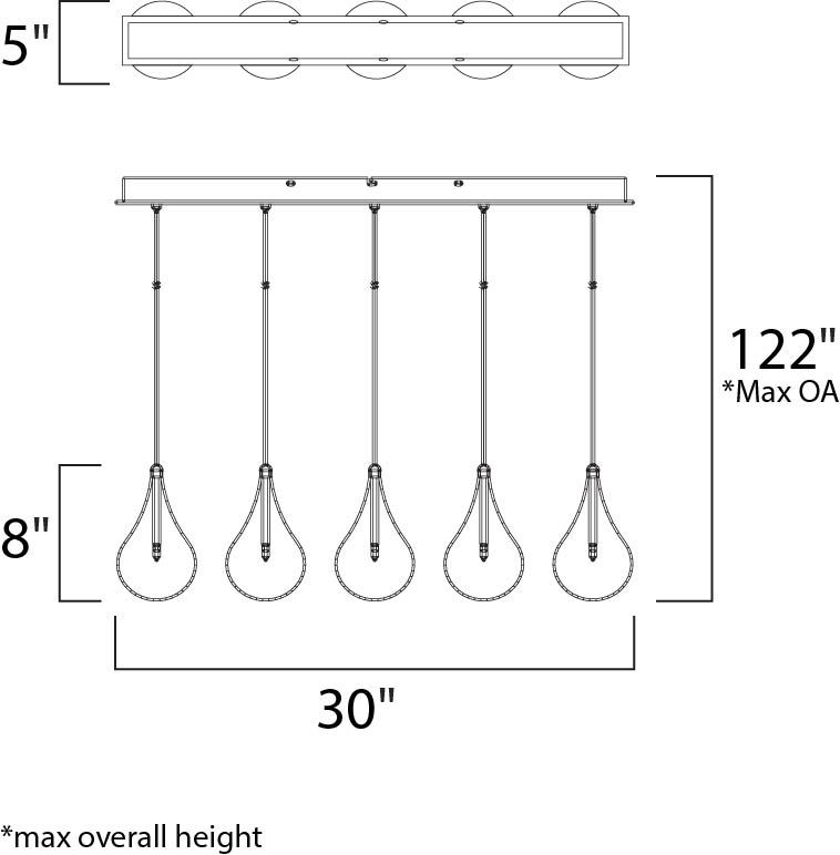 Larmes 5-Light Pendant Polished Chrome by ET2