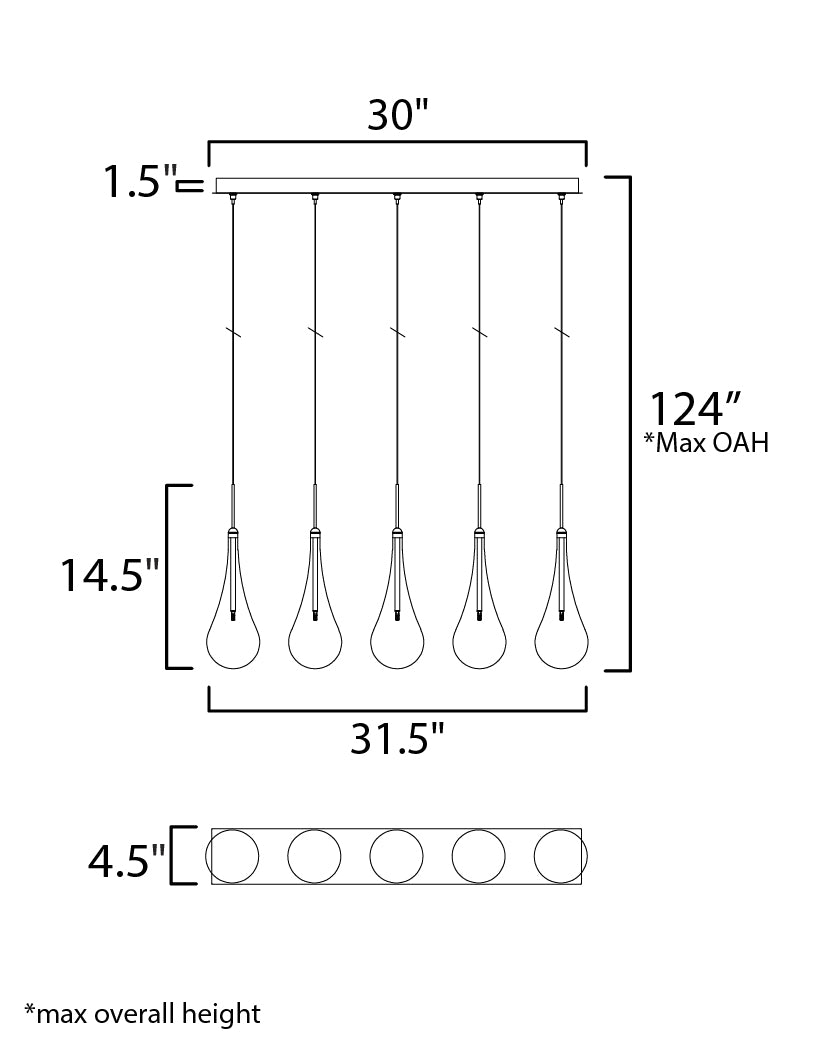 Larmes 5-Light LED Pendant Polished Chrome by ET2