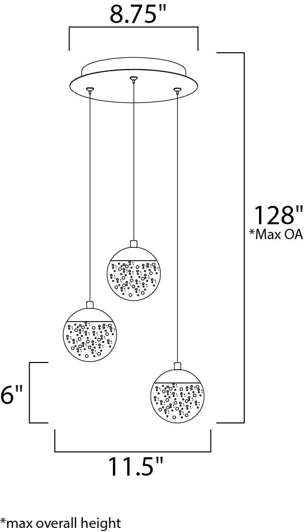 Orb II 3-Light LED Pendant Polished Chrome by ET2