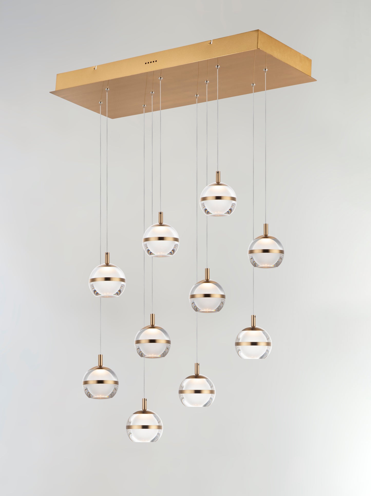 Swank LED 10-Light Linear Pendant Natural Aged Brass by ET2