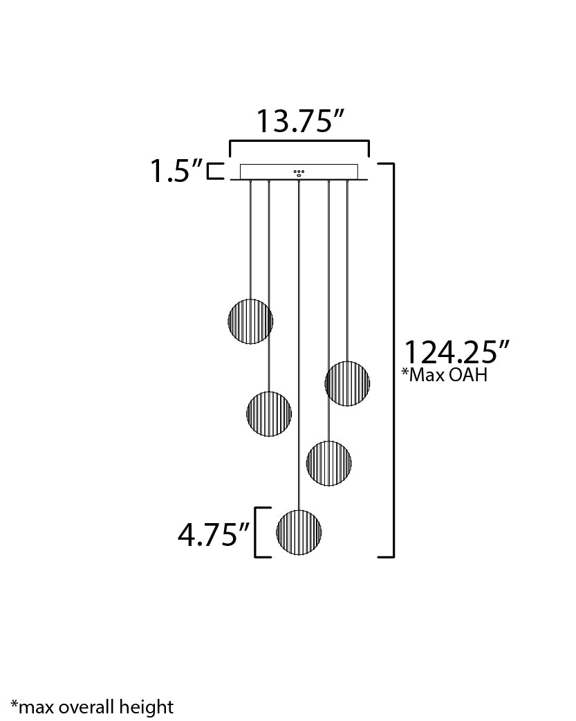 Pulse 5-Light LED Pendant Polished Chrome by ET2