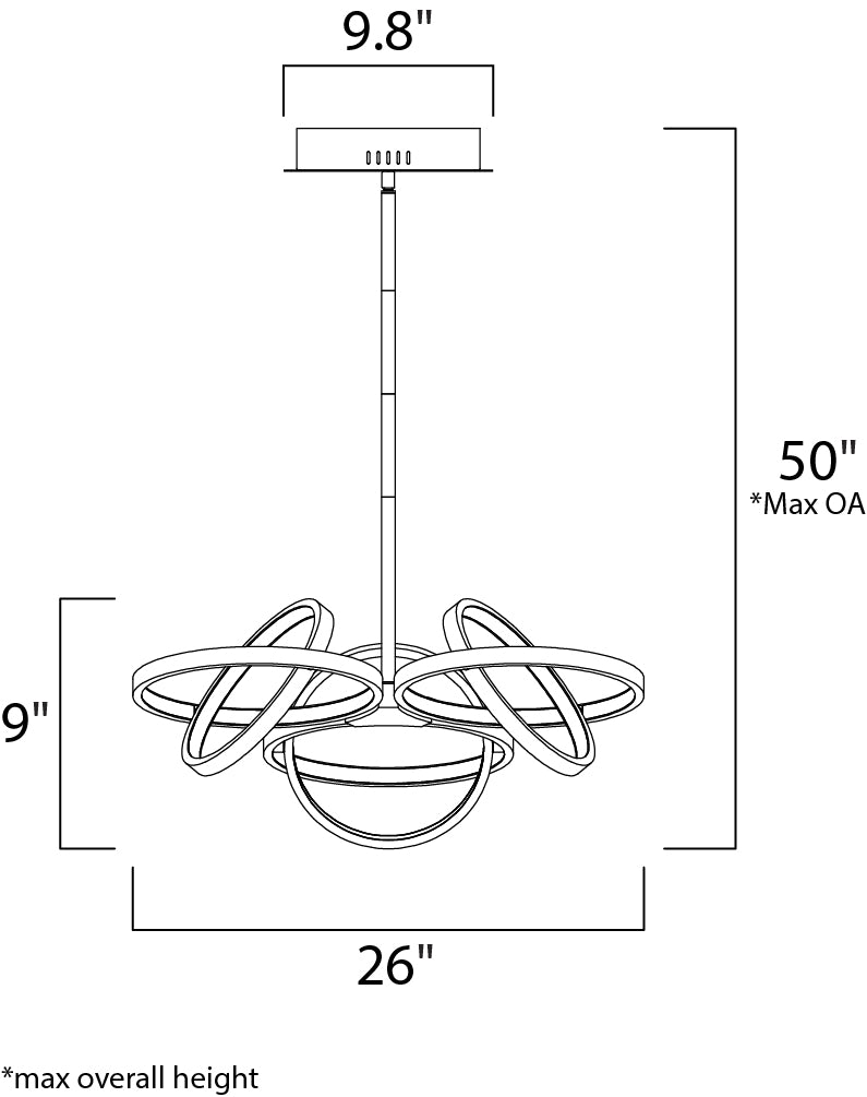 Gyro II 3-Light LED Pendant Black/Polished Chrome by ET2