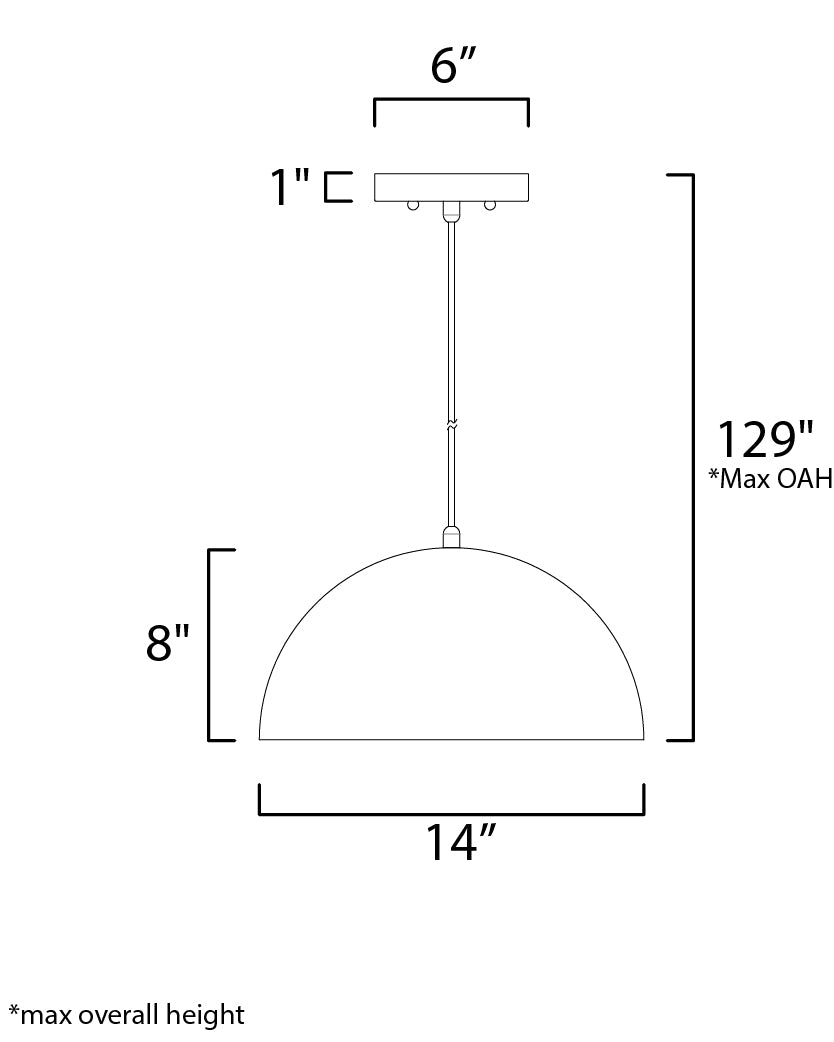Hemisphere 14" LED Pendant Gloss Black/Gold by ET2