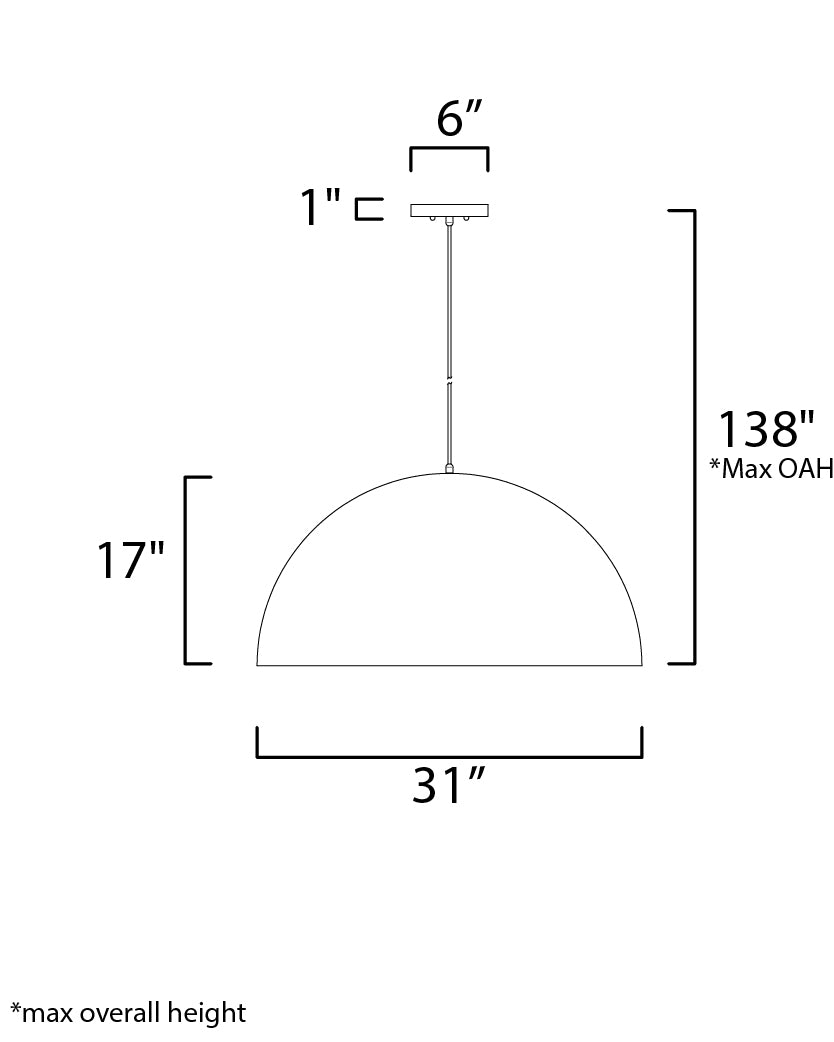Hemisphere 31" LED Pendant Gloss Black/Aluminum by ET2