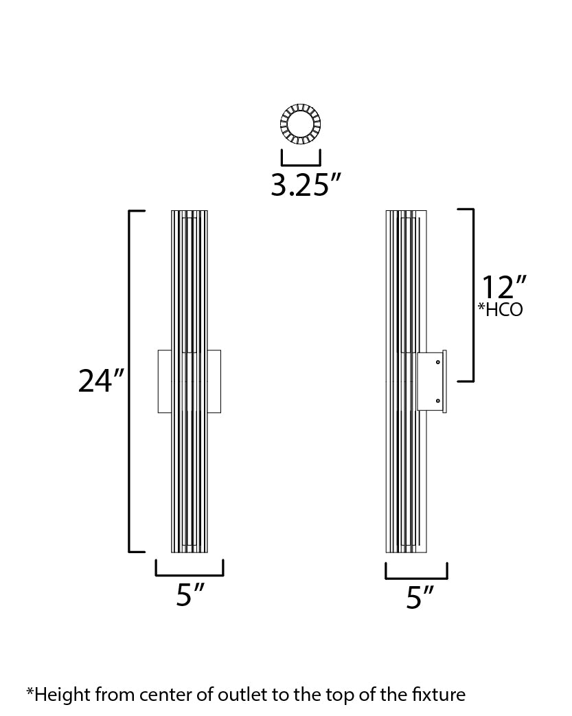 Citadel 24" LED Outdoor wall sconce Black by ET2