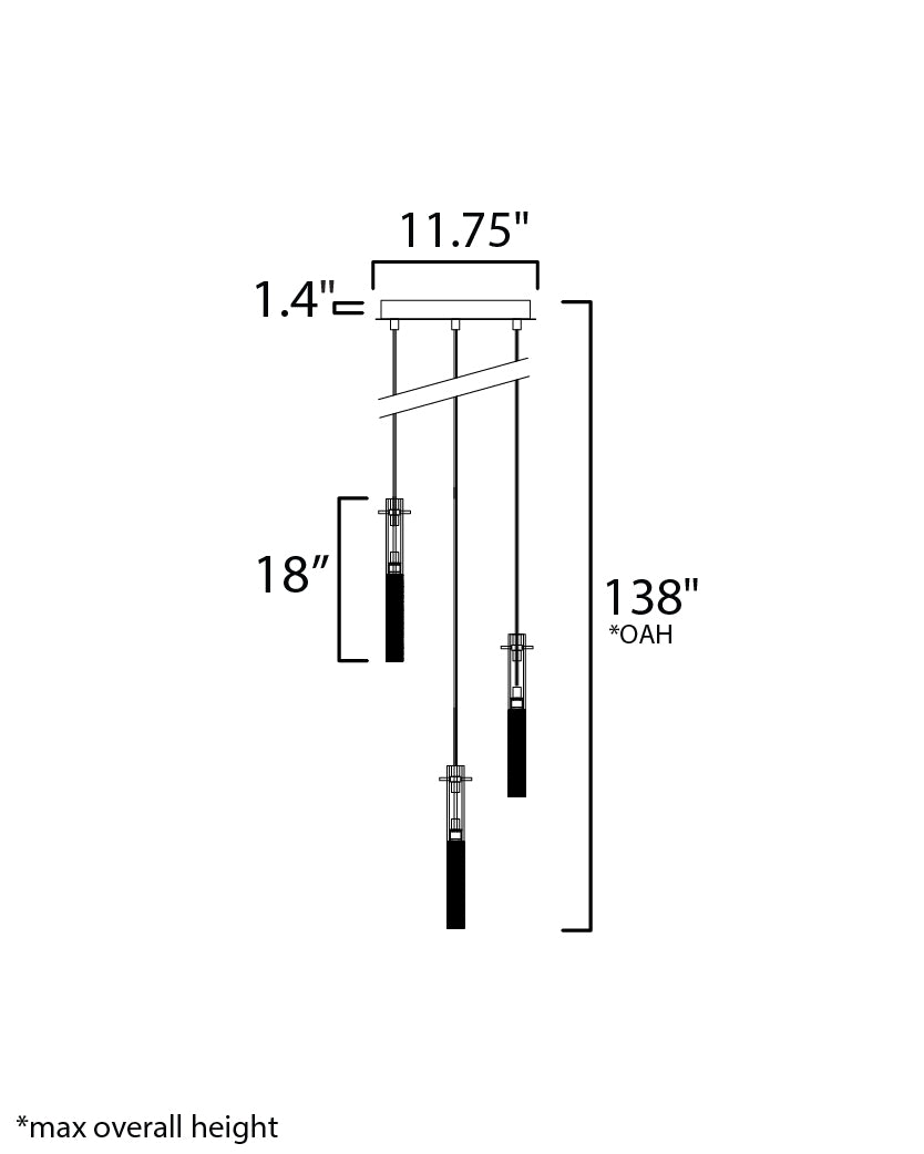 Pipette 3-Light LED Pendant Polished Chrome by ET2