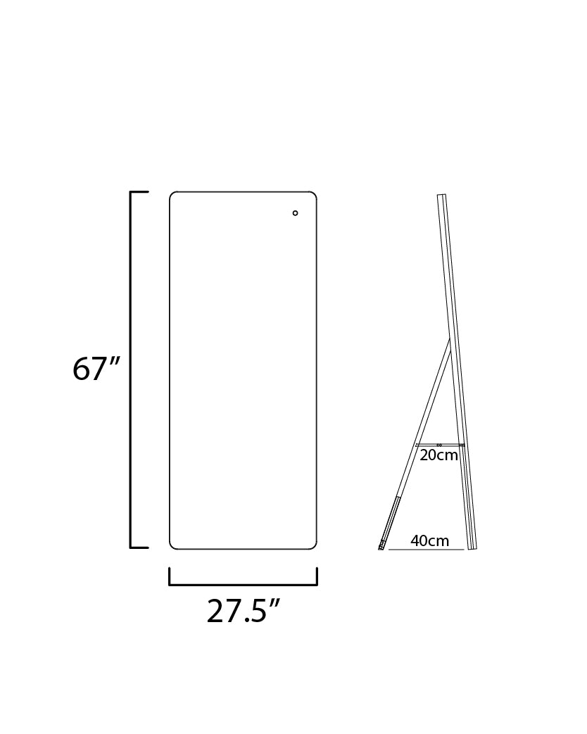 28" x 67" LED Mirror with Kick Stand Brushed Aluminum by ET2