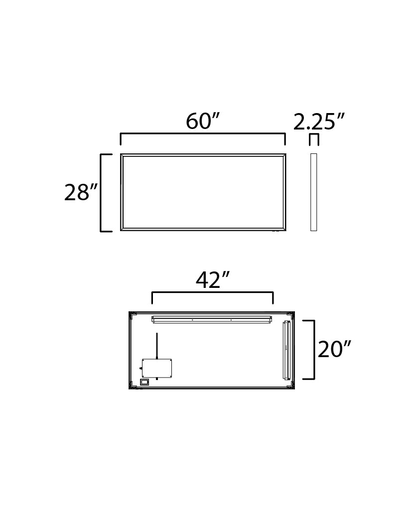 Bevel 60"x28" LED Mirror Satin Nickel by ET2