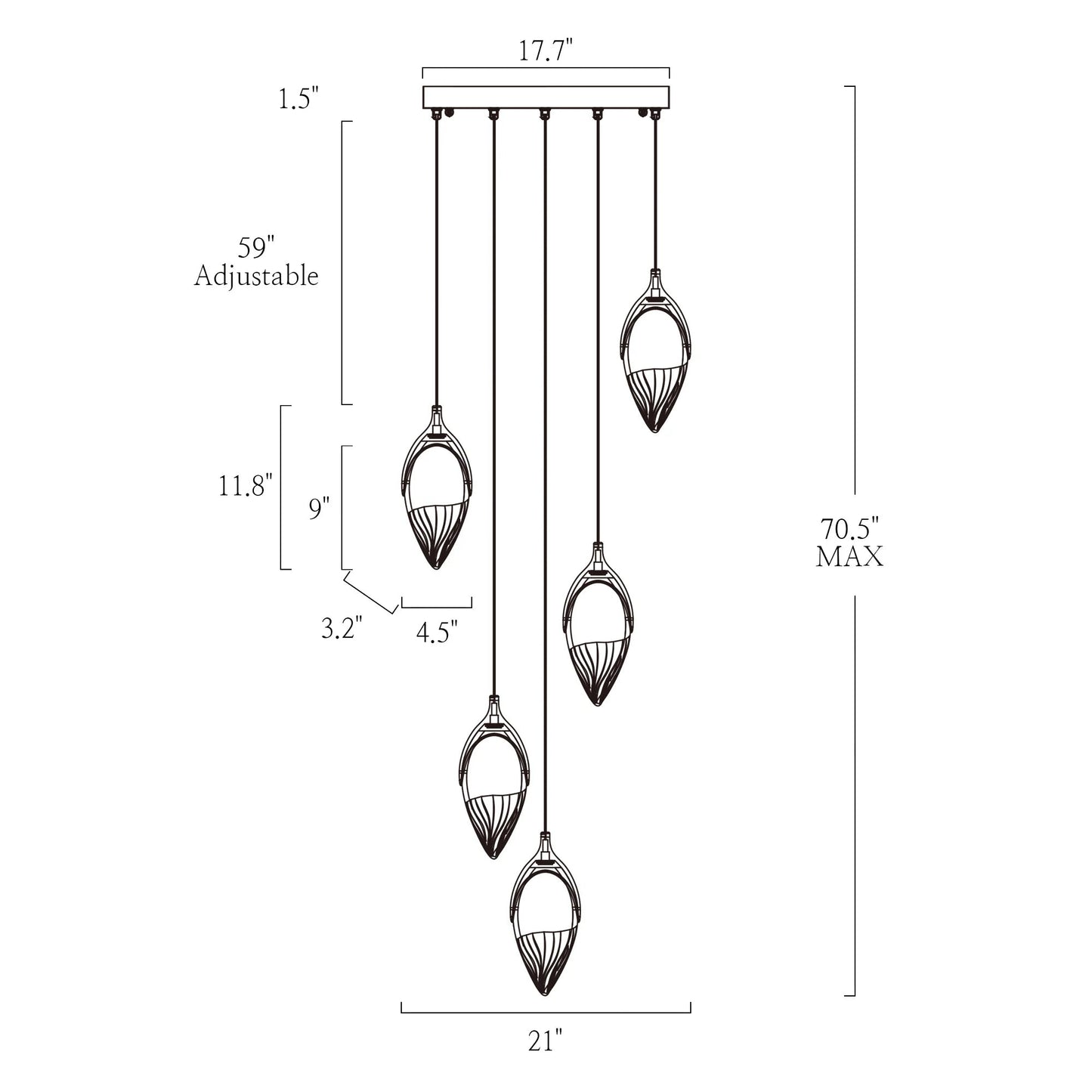 5 Light Gold Cluster Chandelier Evacampbell - LNC Home