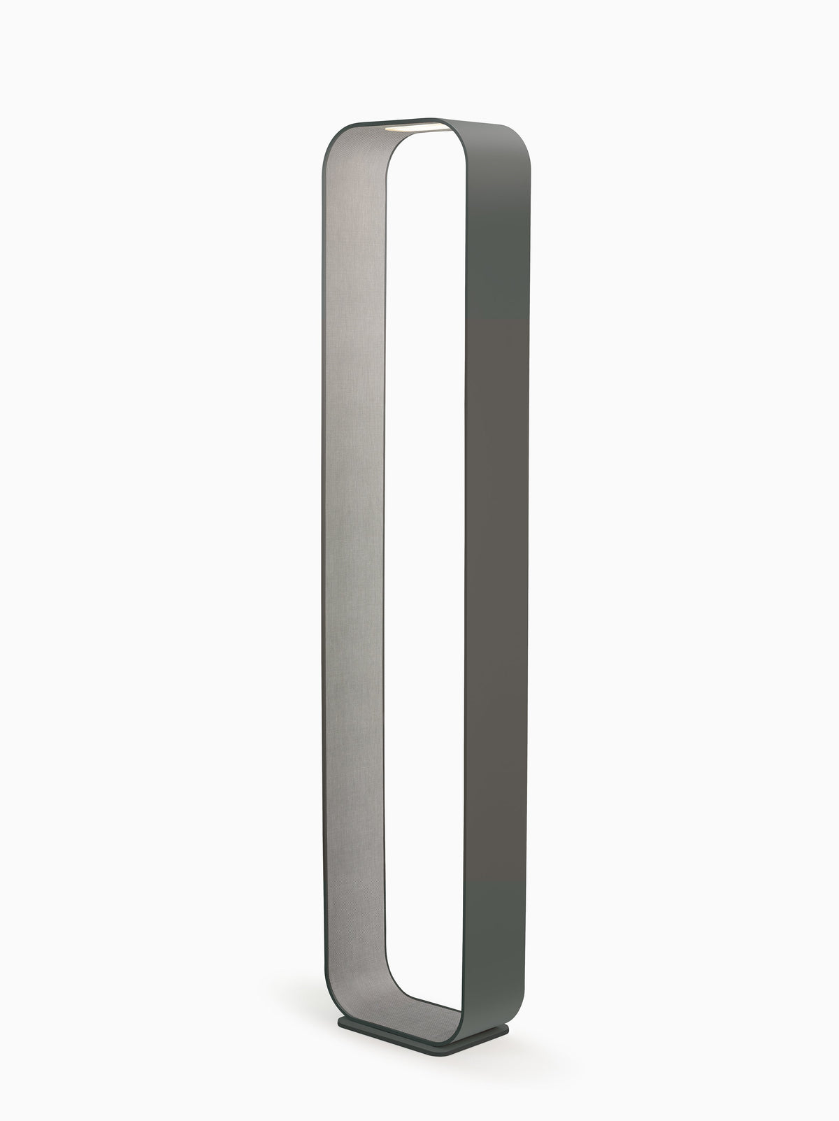 Contour floor lamp with graphite frame and coal interior, studio view