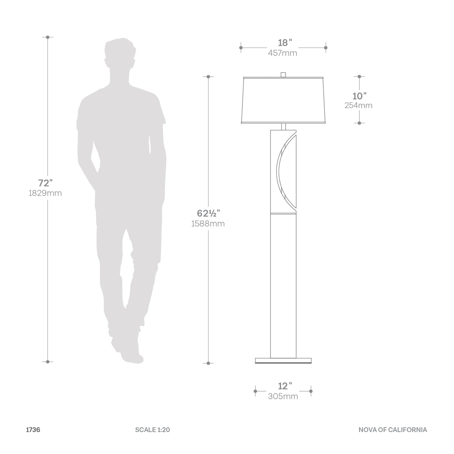 Half Moon Floor Lamp Night Light Charcoal Gray Etruscan Gold Linen Shade 2010942 by Nova California