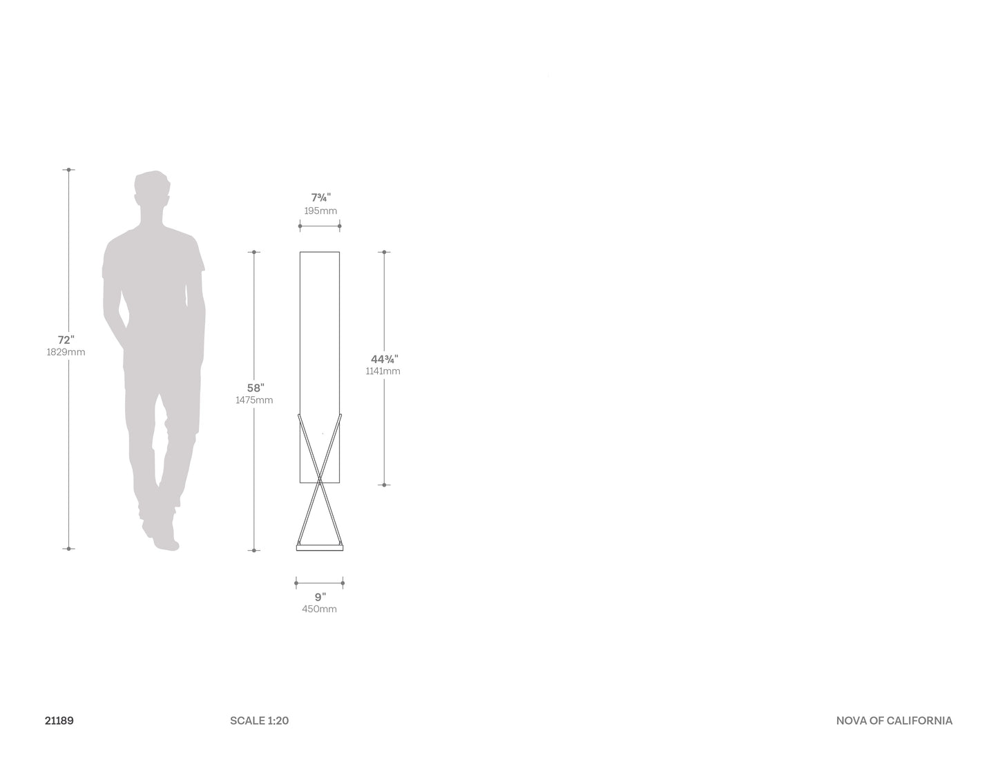 Internal Floor Lamp Chrome White Linen Shade 21189 by Nova California