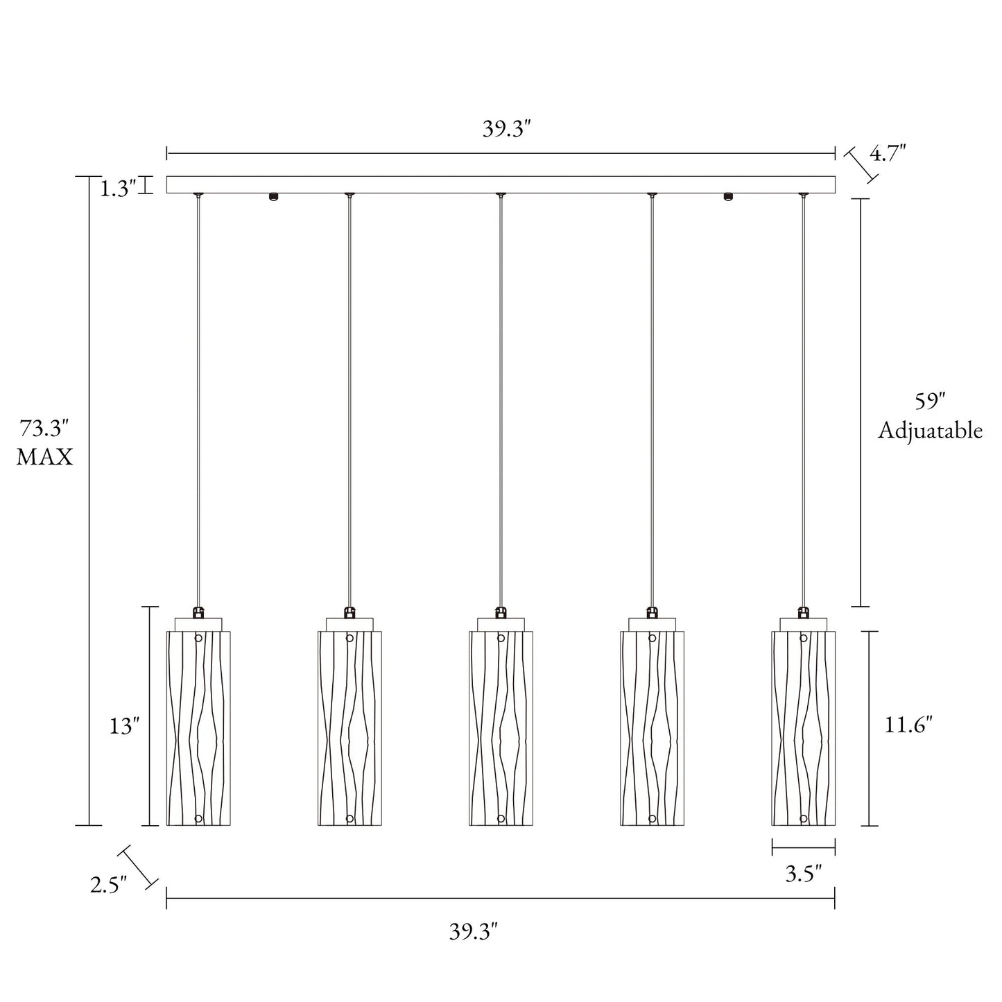 Iatreia Brass Cluster Pendant 5 Adjustable Height Glass - LNC Home