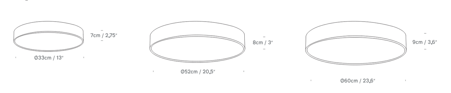 Round LED flush ceiling light available in 13 to 23 inch sizes