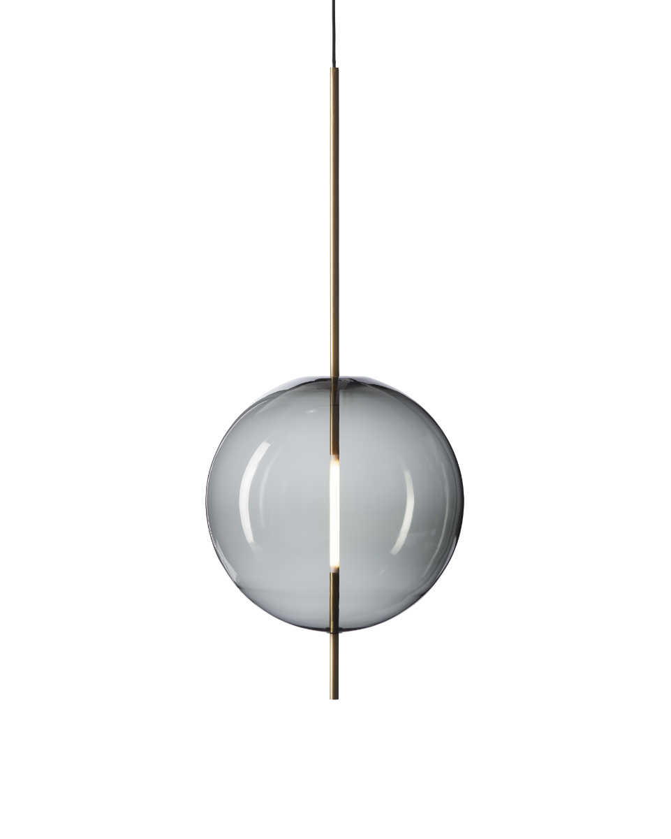 Pholc Kandinsky smoked glass pendant by Broberg & Ridderstråle – Kandinsky 45 (17.7 in) Smoked Grey and Brass, second view